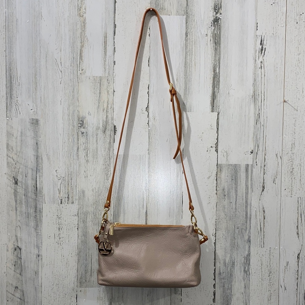 1114 Valentina Elegant Beige Leather Crossbody Bag
